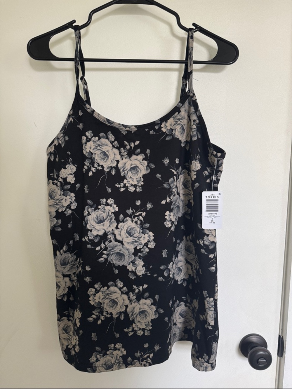 torrid Black Floral Cami with gray Rose Print